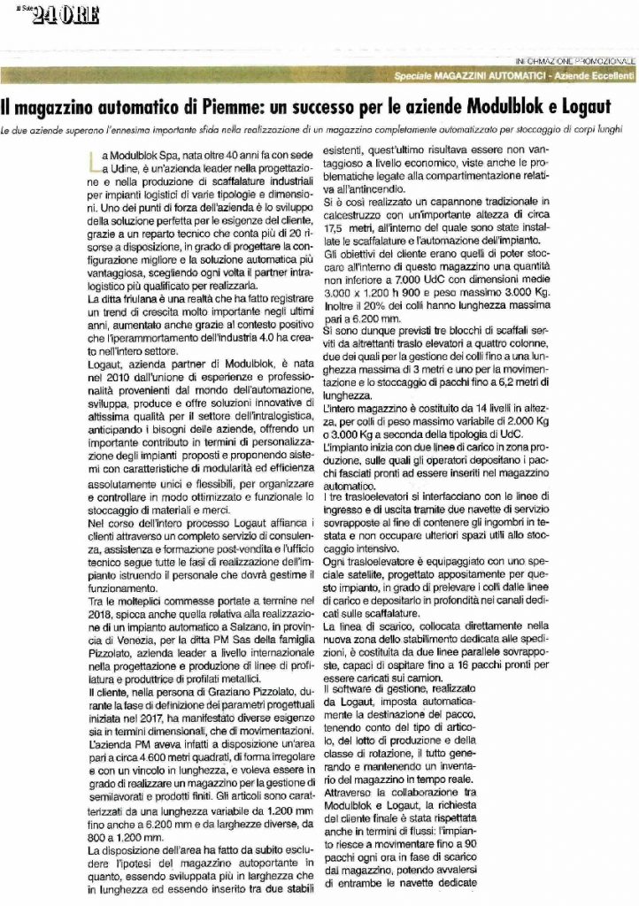 Articolo Modulblok il Sole 24 ore