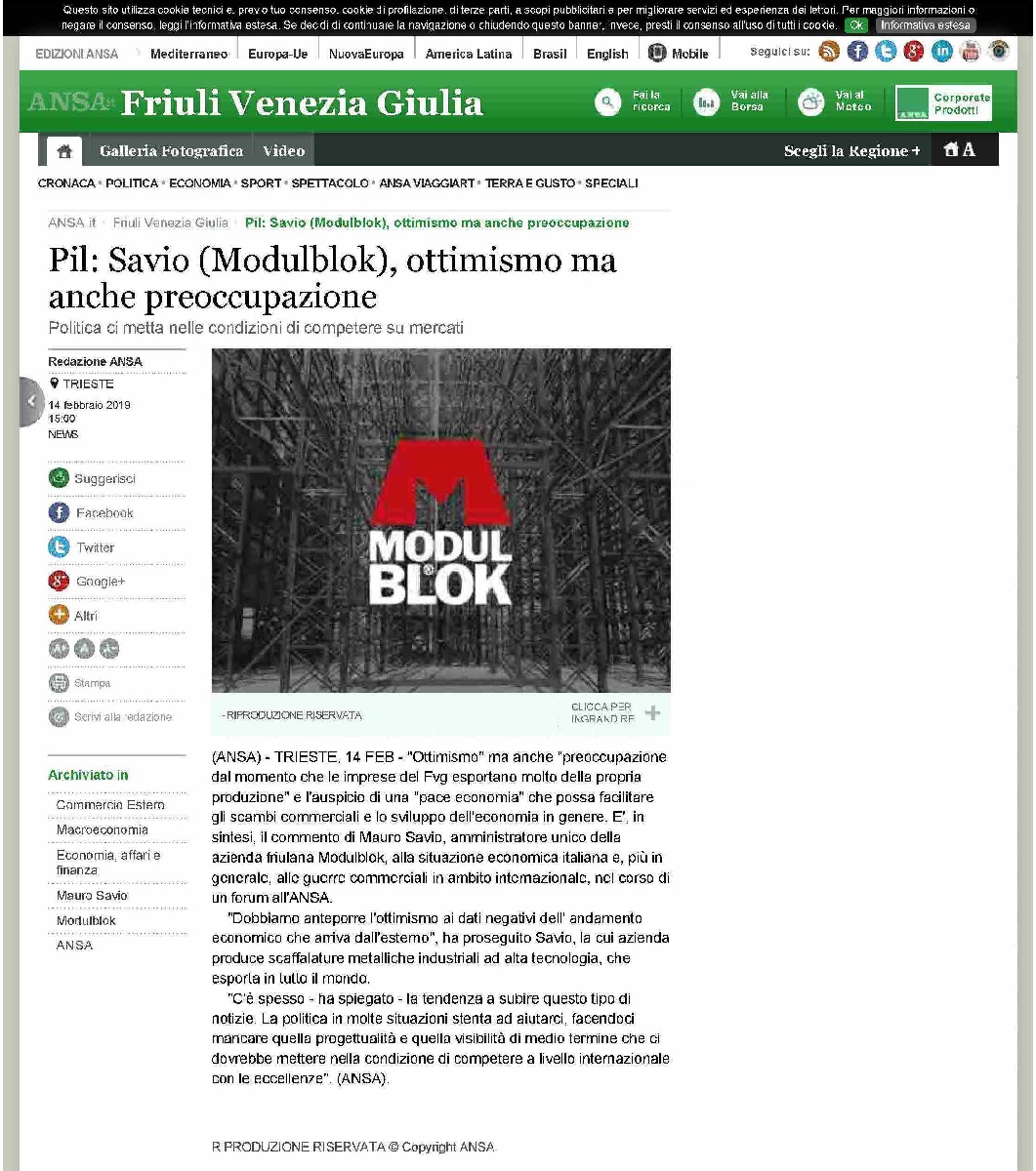 Articolo Modulblok ANSA