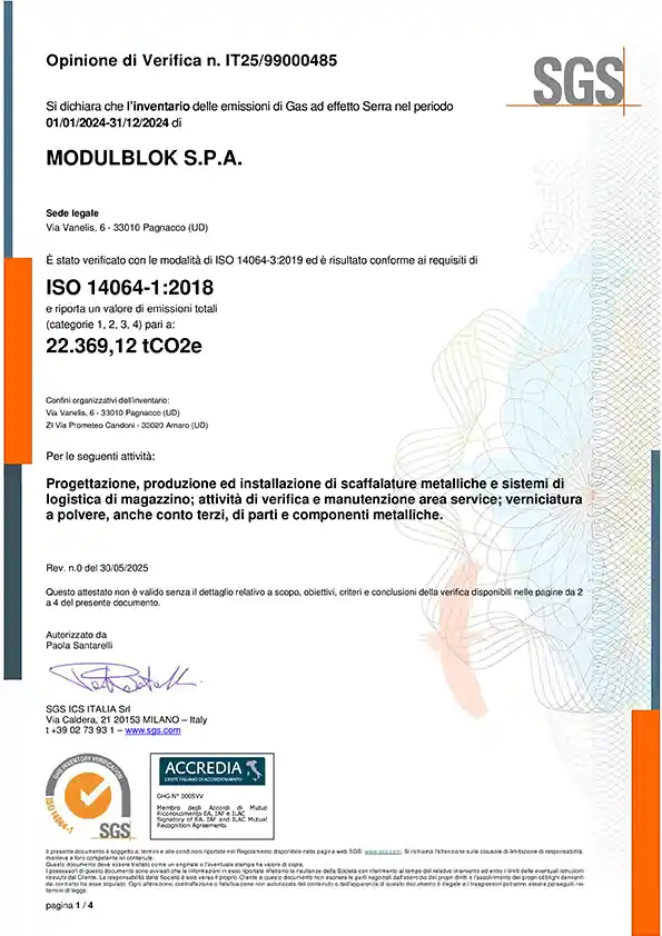 Certificato ISO14064/2025